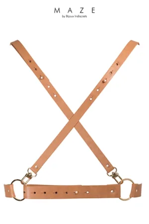 Harnais X marron – Maze - 94edenstreet.com - sexshop en ligne