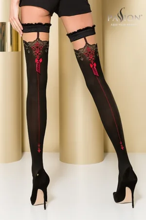 Bas autofixants ST100 Noir et rouge - 94edenstreet.com - sexshop en ligne