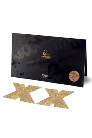 Bijoux de seins Flash Croix Or - 94edenstreet.com - sexshop en ligne