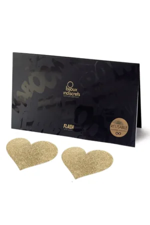 Bijoux de seins Flash Coeur Or - 94edenstreet.com - sexshop en ligne