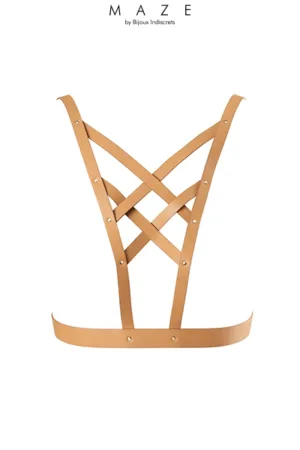 Harnais décolleté croisé marron – Maze - 94edenstreet.com - sexshop en ligne