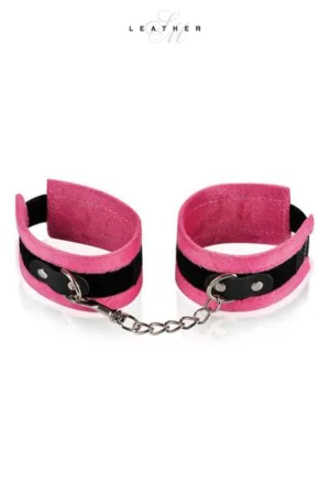 Menottes de poignets rose et noir - 94edenstreet.com - sexshop en ligne