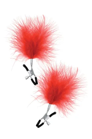 Pinces à seins plumeau rouge – Sweet Caress - 94edenstreet.com - sexshop en ligne