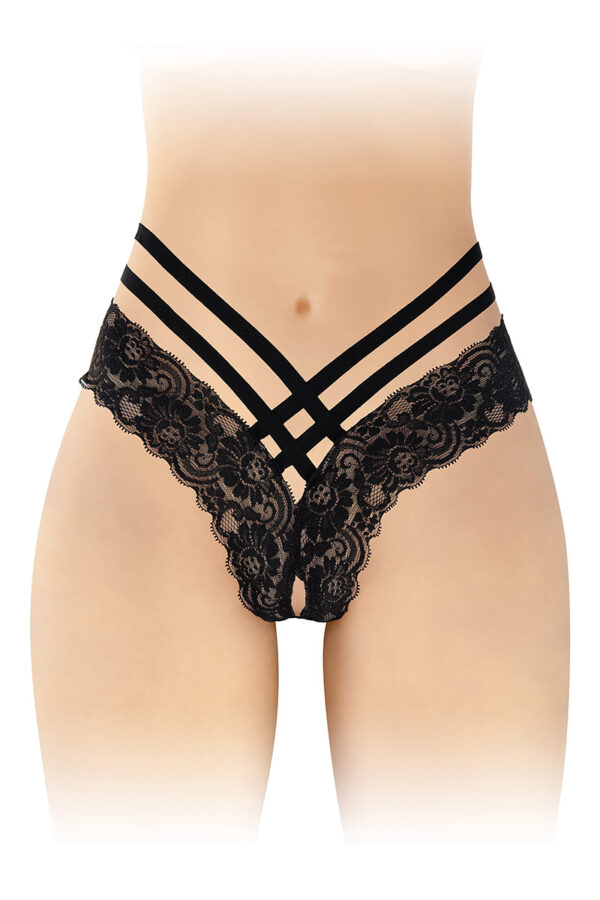 Tanga ouvert Anne – noir - 94edenstreet.com - sexshop en ligne