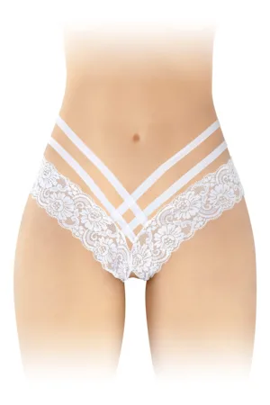 Tanga ouvert Anne – blanc - 94edenstreet.com - sexshop en ligne