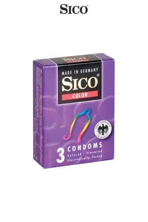 3 préservatifs Sico COLOUR - 94edenstreet.com - sexshop en ligne
