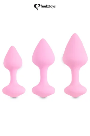 Coffret 3 plugs anal Bibi – rose - 94edenstreet.com - sexshop en ligne