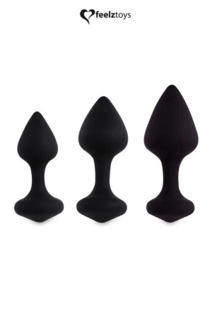 Coffret 3 plugs anal Bibi – noir - 94edenstreet.com - sexshop en ligne
