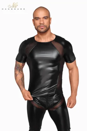 T-shirt wetlook et filet H056 - 94edenstreet.com - sexshop en ligne