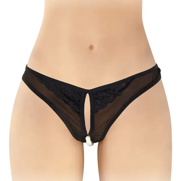 String ouvert avec perles Sophie – noir
