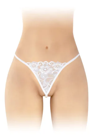 String avec perles Venusina – blanc - 94edenstreet.com - sexshop en ligne