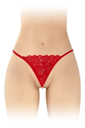 String avec perles Venusina – rouge - 94edenstreet.com - sexshop en ligne