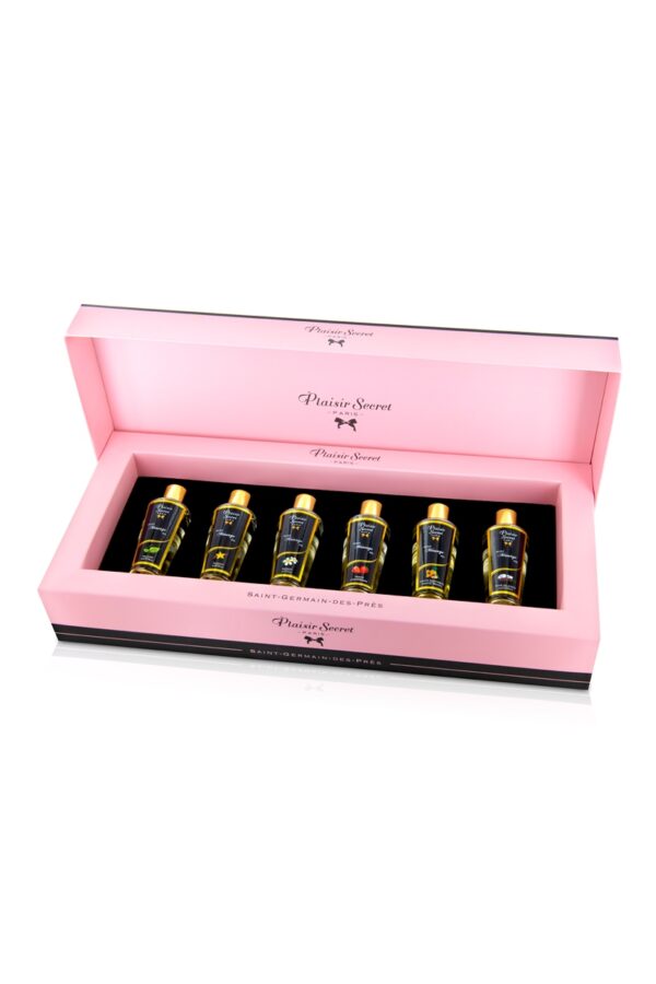 Coffret 6 huiles de massage sèches – Plaisir Secret - 94edenstreet.com - sexshop en ligne