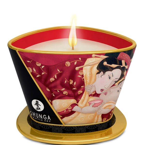 Bougie à massage parfum Vin pétillant à la fraise – Shunga