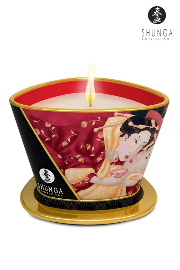 Bougie à massage parfum Vin pétillant à la fraise – Shunga - 94edenstreet.com - sexshop en ligne