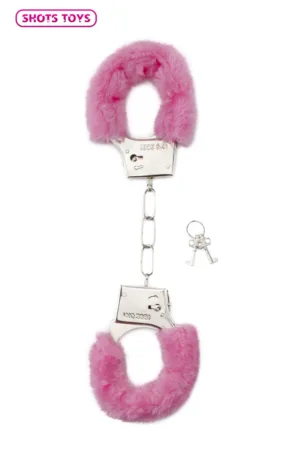 Menottes fourrure Shots – rose - 94edenstreet.com - sexshop en ligne
