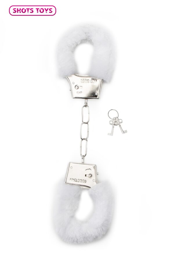 Menottes fourrure Shots – blanc - 94edenstreet.com - sexshop en ligne