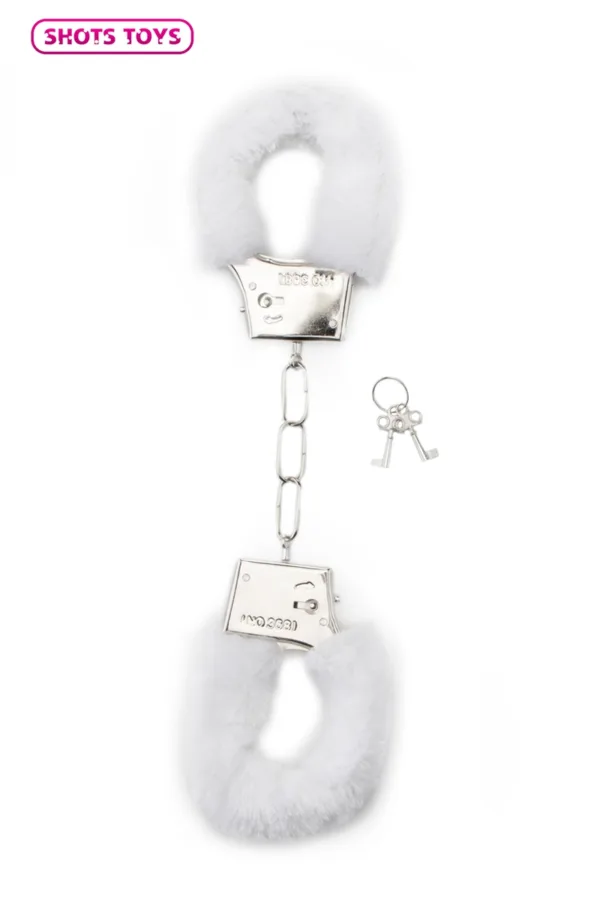 Menottes fourrure Shots – blanc - 94edenstreet.com - sexshop en ligne