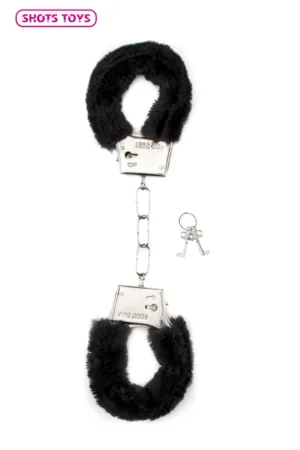 Menottes fourrure Shots – noir - 94edenstreet.com - sexshop en ligne