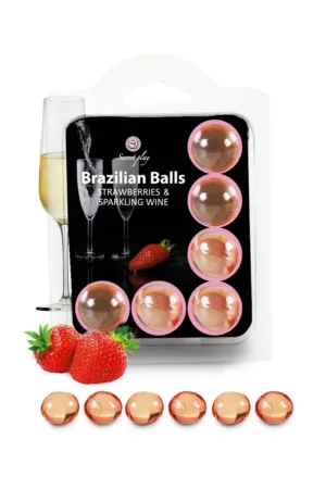 6 Brazilian Balls – fraise & champagne - 94edenstreet.com - sexshop en ligne