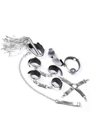 Kit BDSM 7 pièces argenté - 94edenstreet.com - sexshop en ligne