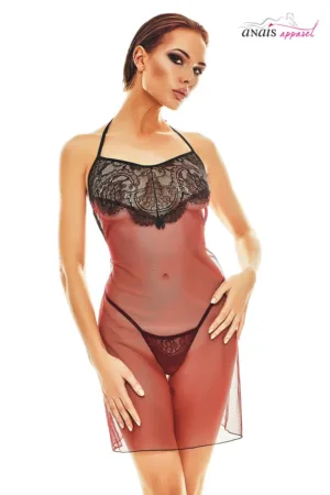Robe lingerie rouge et noire Fantasme – Anaïs - 94edenstreet.com - sexshop en ligne