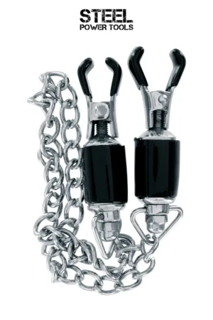Pinces à seins avec chaine – Steel Power Tools - 94edenstreet.com - sexshop en ligne