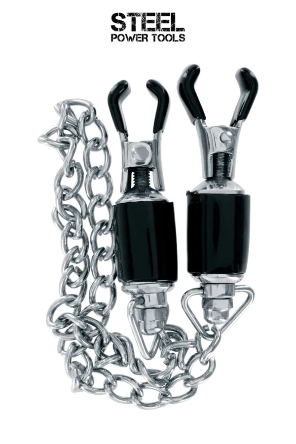 Pinces à seins avec chaine – Steel Power Tools - 94edenstreet.com - sexshop en ligne