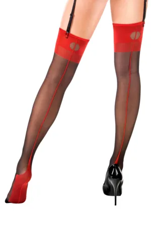Bas couture Carmen noir et rouge – Anne d’Alès - 94edenstreet.com - sexshop en ligne
