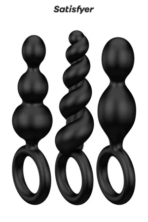 Set de 3 plugs noirs Booty Call – Satisfyer - 94edenstreet.com - sexshop en ligne