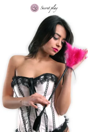 Cravache et plumeau 50 cm fuchsia - 94edenstreet.com - sexshop en ligne
