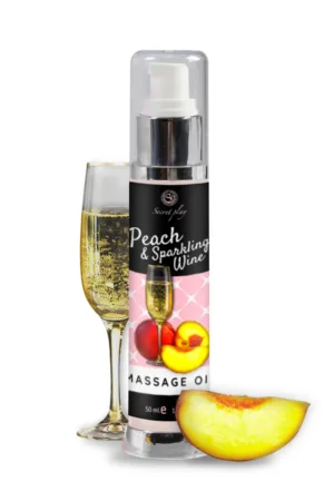 Huile de massage pêche et vin pétillant – Secret Play - 94edenstreet.com - sexshop en ligne