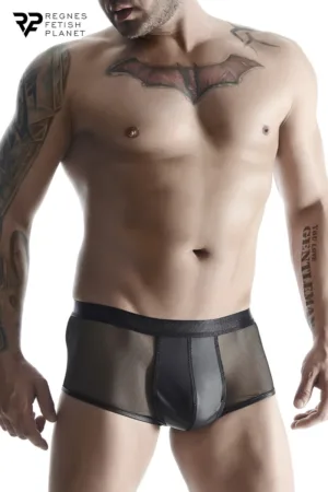 Boxer noir wetlook et mesh – Regnes - 94edenstreet.com - sexshop en ligne