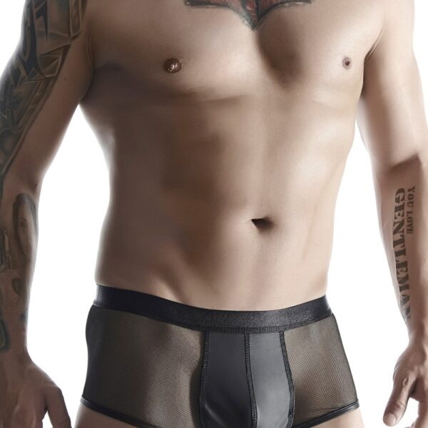 Boxer noir wetlook et mesh – Regnes