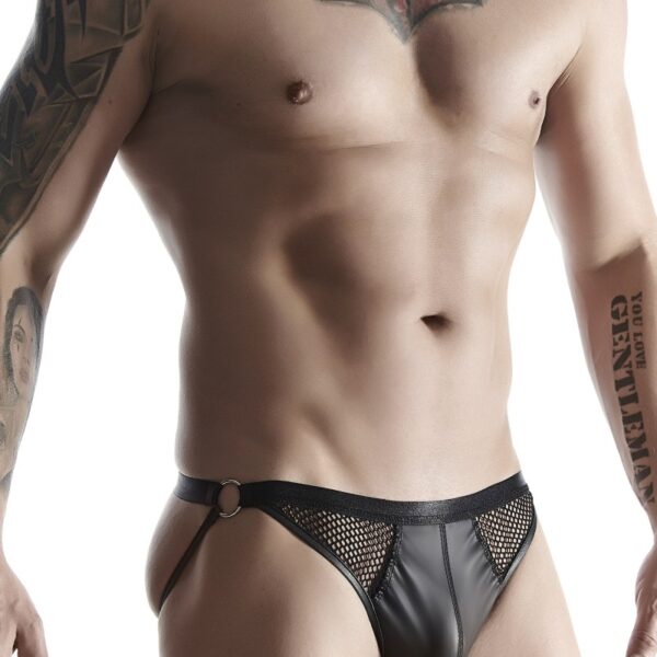 Jock strap noir wetlook et résille – Regnes