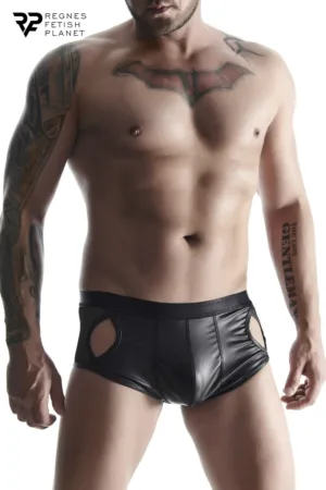 Shorty ouvert noir wetlook – Regnes - 94edenstreet.com - sexshop en ligne