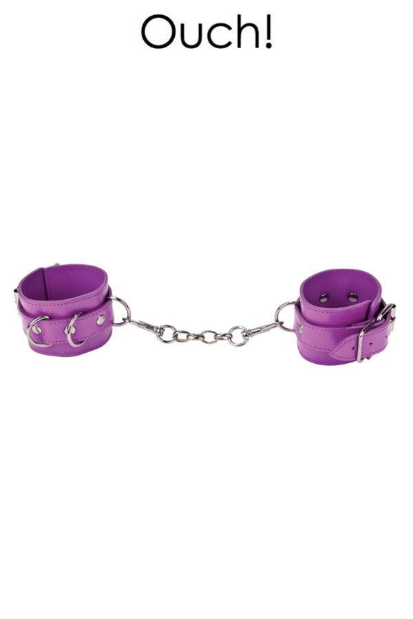 Menottes Premium en cuir violet – Ouch - 94edenstreet.com - sexshop en ligne