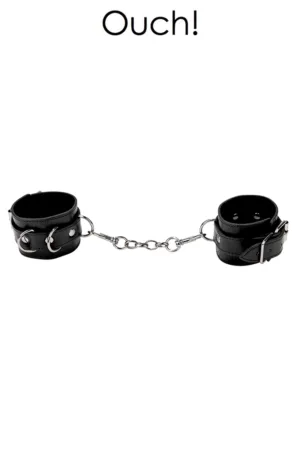 Menottes Premium en cuir noir – Ouch - 94edenstreet.com - sexshop en ligne