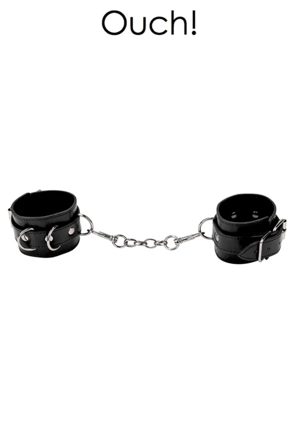 Menottes Premium en cuir noir – Ouch - 94edenstreet.com - sexshop en ligne