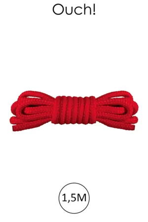 Mini corde de bondage 1,5m rouge – Ouch - 94edenstreet.com - sexshop en ligne