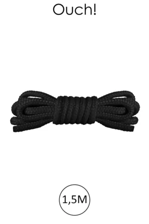 Mini corde de bondage 1,5m noire – Ouch - 94edenstreet.com - sexshop en ligne