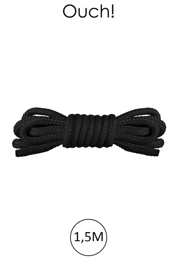 Mini corde de bondage 1,5m noire – Ouch - 94edenstreet.com - sexshop en ligne
