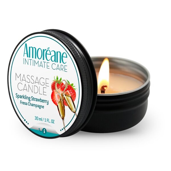 Bougie de massage vin petillant à la fraise – Amoreane