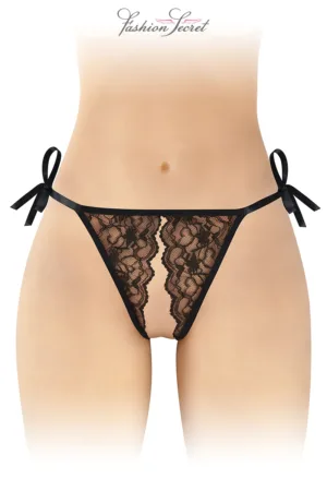 String noir ouvert à nouer Stella – Fashion Secret - 94edenstreet.com - sexshop en ligne