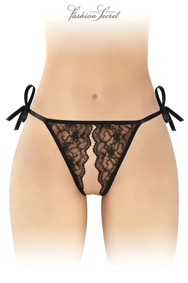 String noir ouvert à nouer Stella – Fashion Secret - 94edenstreet.com - sexshop en ligne