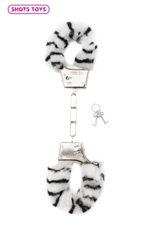 Menottes fourrure Shots – zèbre - 94edenstreet.com - sexshop en ligne