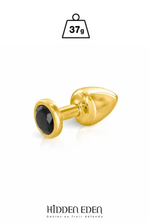 Plug bijou aluminium or et noir XS – Hidden Eden - 94edenstreet.com - sexshop en ligne