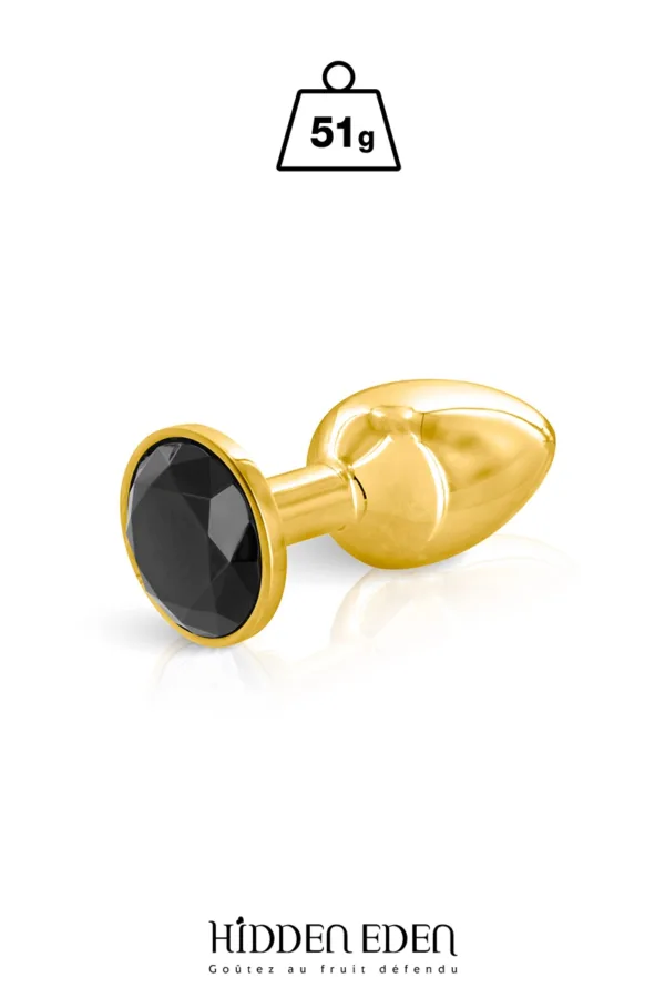 Plug bijou aluminium or et noir S – Hidden Eden - 94edenstreet.com - sexshop en ligne