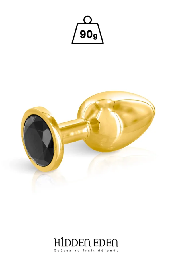 Plug bijou aluminium or et noir M – Hidden Eden - 94edenstreet.com - sexshop en ligne