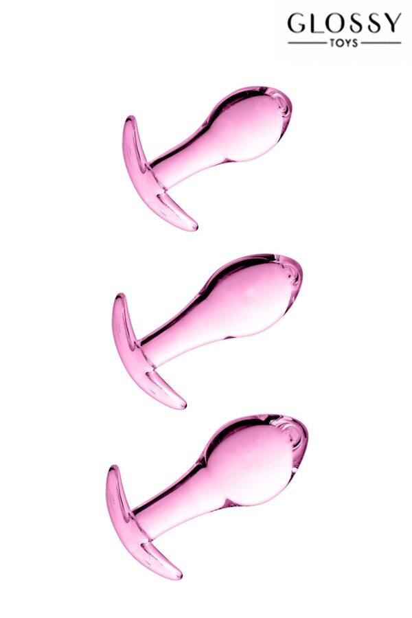 Set 3 plugs anal en verre Glossy Toys n° 17 Pink - 94edenstreet.com - sexshop en ligne